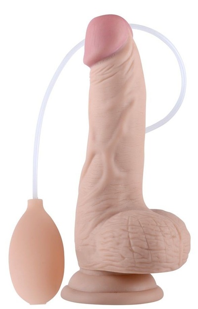 Телесный фаллоимитатор с имитацией эякуляции Soft Ejaculation Cock With Ball 8 - 17,8 см. LoveToy 
