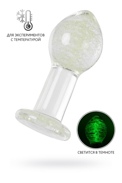Sexus Glass - Анальная пробка светящаяся в темноте, 6,5 см (зеленый) 