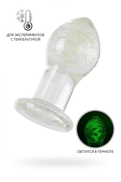 Sexus Glass - Анальная пробка светящаяся в темноте, 9 см (зеленый) 