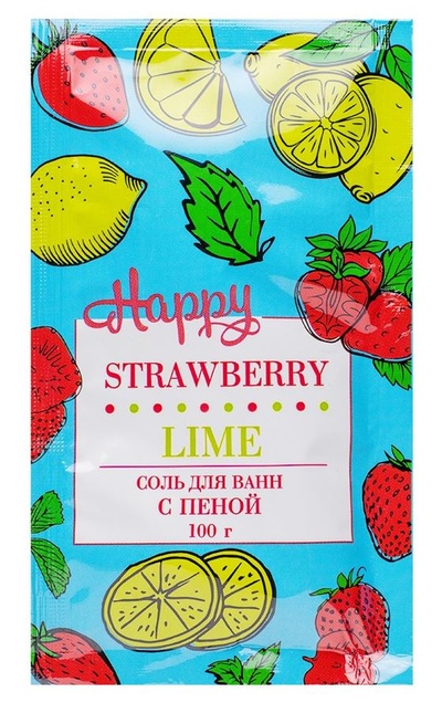 Laboratory Katrin Happy Strawberry & Lime - Соль для ванн с пеной, 100 г (клубника и лайм) (Мульти) 