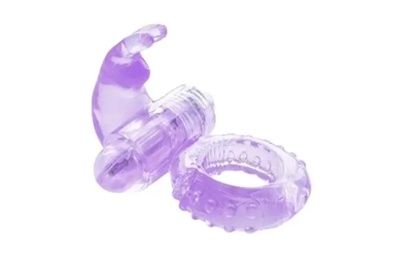 Erokay - Эрекционное кольцо с клиторальным отростком и вибрацией, 2 см (фиолетовый) 