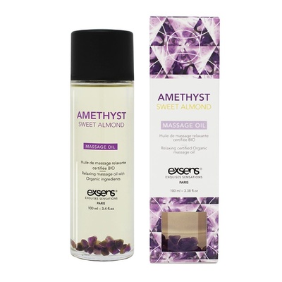 Exsens Amethyst Sweet Almond - Органическое массажное масло с камнями, 100 мл (миндаль) 