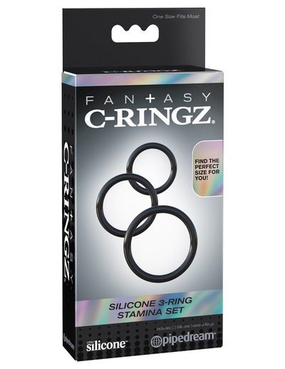 Fantasy C-Ringz Silicone 3-Ring Stamina Set - Набор эрекционных колец (черный) PipeDream, США 