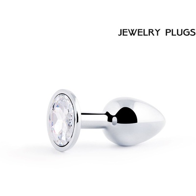 Anal Jewerly Plug Silver Plug Small - Анальная пробка с прозрачным кристаллом, 7.2х2.8 см Anal Jewelry Plug (Серебристый) 