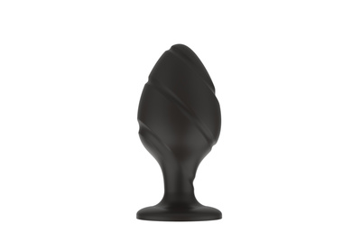 Свободный Ассортимент силиконовая анальная пробка с косым рельефом, М 5.8х2.8 см (чёрный) (Черный) 