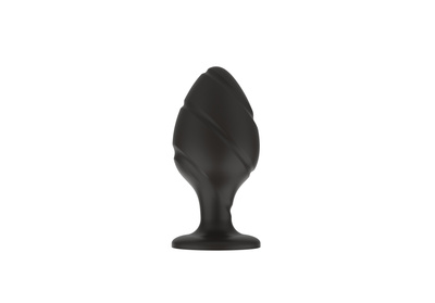 Свободный Ассортимент силиконовая анальная пробка с косым рельефом, S 5.8х2.8 (чёрный) (Черный) 