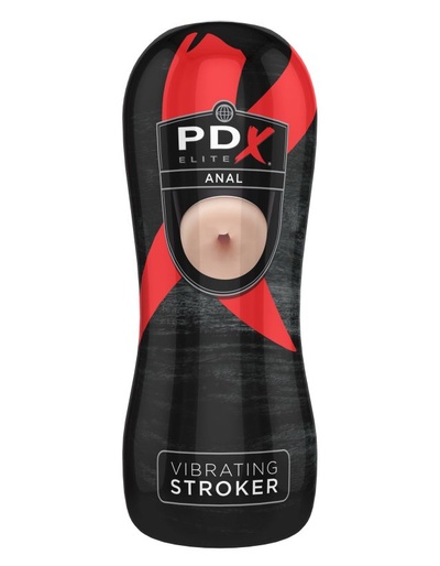 PDX ELITE Vibrating Anal Stroker - Мастурбатор-анус в тубе с вибрацией, 16.5 см (телесный) PipeDream, США 