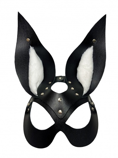 БДСМ арсенал Miss Bunny маска зайца с мехом, (чёрный с белым) BDSM Arsenal (Белый) 