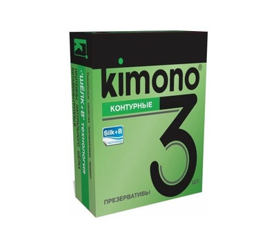 Kimono - Контурные презервативы с накопителем, 3 шт (Прозрачный) 