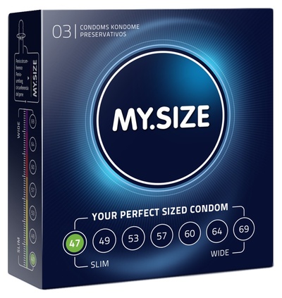 My.Size PRO 47 - Латексные презервативы, размер 47 (3 шт) (Прозрачный) 