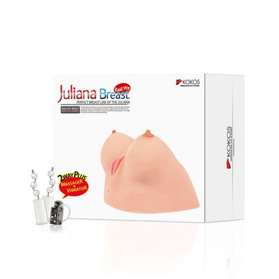 JULIANA BREAST - Мастурбатор с вибрацией грудь-вагина, 20 см (телесный) KOKOS 