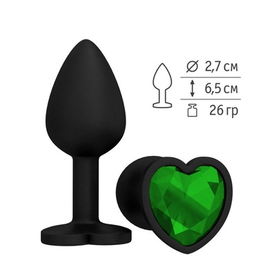 Анальная втулка зеленым кристаллом, 6,5 см (черный) Djaga-Djaga (Зеленый) 