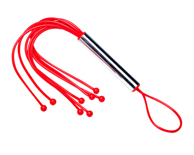 СК-Визит плеть из латекса с шариками на хвостах, 25 см (красный) 