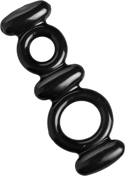 Двойное эрекционное кольцо Dual Stretch - Trinity Vibes, черное (Черный) 