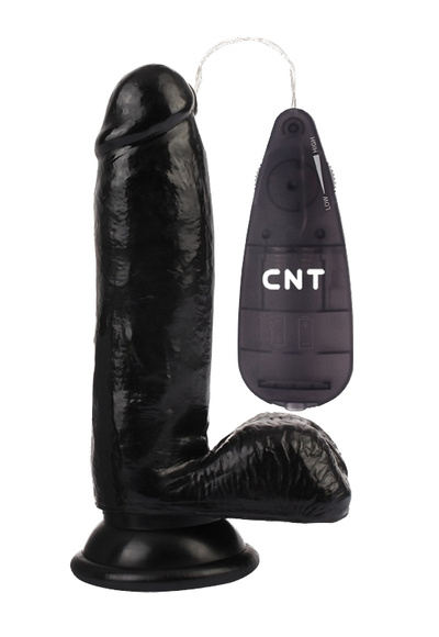 CNT 6.7'' Stud Realistic Dildo реалистичный вибратор с присоской и выносным пультом, 17.5х4 см (чёрный) (Черный) 