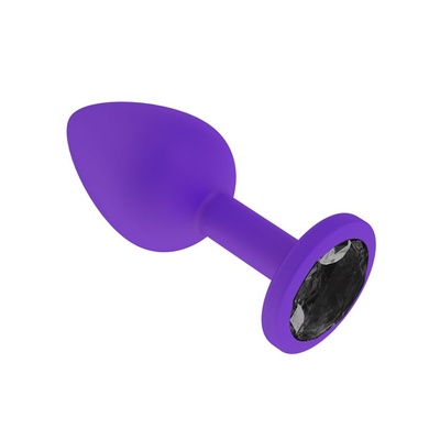 Анальная пробка с черным кристаллом, 7,3 см (фиолетовый) Djaga-Djaga 