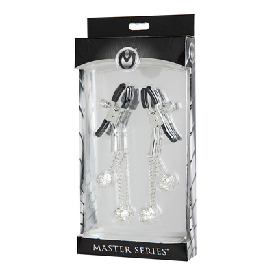 AE614 / Зажимы на соски с подвесками Ornament Adjustable Nipple Clamps Master Series (Серебристый) 
