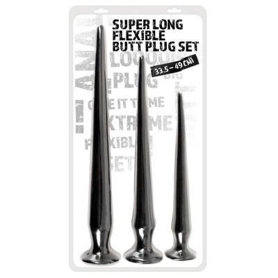 Super Long Flexible Butt Plug Set - Набор длинных анальных пробок (черный) You2Toys 