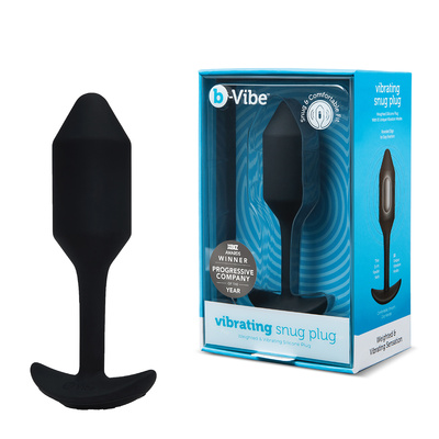 Профессиональная пробка для ношения с вибрацией черная B-Vibe Vibrating Snug Plug 2 b-Vibe, США (Черный) 