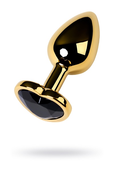 Анальная втулка Metal by TOYFA, металл, золотая, с чёрным кристаллом, 7 см, Ø 2,7 см, 50 г (Черный) 
