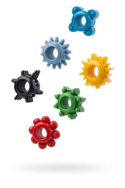 Набор разноцветных колец на пенис TOYFA 6 шт, TPE, ассорти Toyfa Basic (Мульти) 