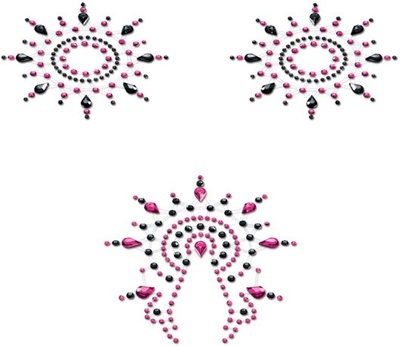 Breast & Pubic jewelry Стикер Crystal Stiker черный и розовый в наборе 3 шт Petits Joujoux (Мульти) 