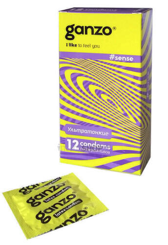 Ультратонкие презервативы Ganzo Sense, 12 шт (Бесцветный) 