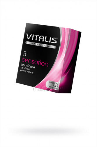 Презервативы Vitalis Premium Sensation с кольцами и точками, 3 шт (Розовый) 