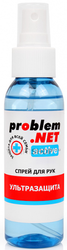 Обеззараживающий спрей для рук Problem.NET Active с высоким содержанием спирта, 100 мл Биоритм (Бесцветный) 
