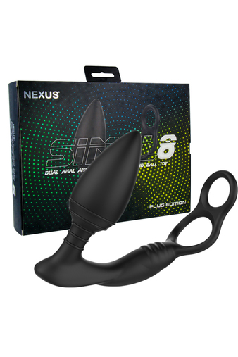 Nexus Simul 8 Plug Edition - Массажер простаты с кольцами для пениса и мошонки, 12,5 см (черный) 