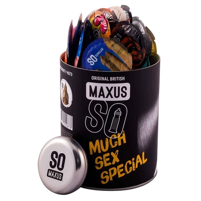 Презервативы в тубусе точечно-ребристые MAXUS So Much Sex SPECIAL Черный (100 шт) Maxus, Великобритания 