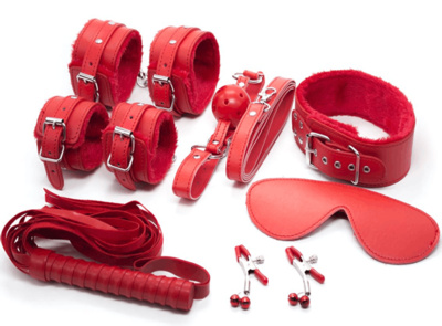 Бондажный набор из семи предметов (Красный) 