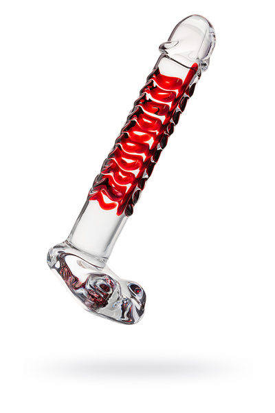 Нереалистичный фаллоимитатор Sexus Glass, стекло, прозрачный, 16 см (Прозрачно-красный) 