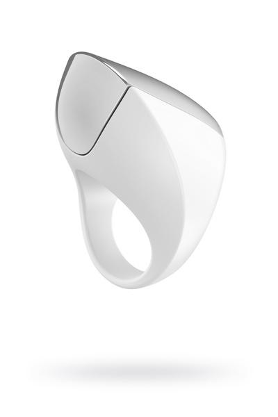 Эрекционное кольцо OVO инновационной формы с вибрацией, перезаряжаемое, силиконовое, белое, 4,7 см (Бело-серебристый) 
