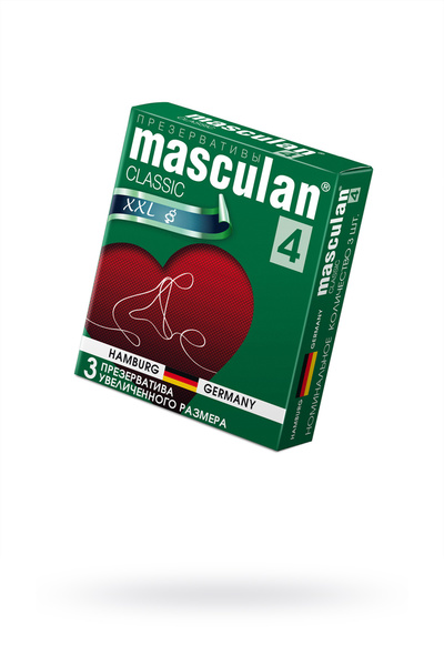 Презервативы Masculan, сlassic 4, XXL, латекс, увеличенного размера, розовый, 20 см, 5,5 см, 3 шт. 