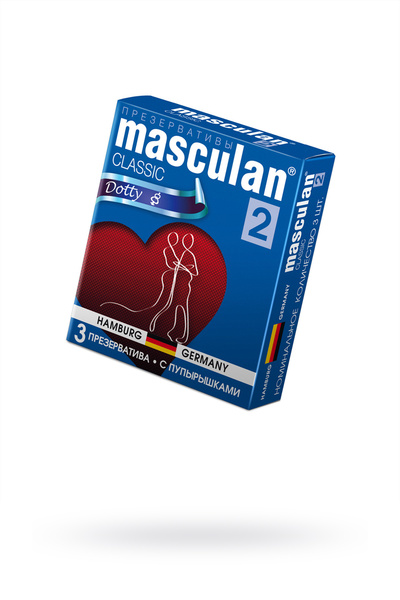 Презервативы Masculan, сlassic 2, doty, латекс, точечные, розовые, 19 см, 5,3 см, 3 шт. (Розовый) 