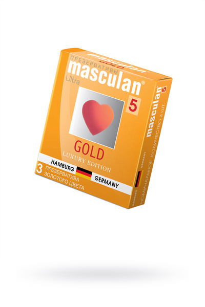 Презервативы Masculan, 5 ultra, золотые, 19 см, 5,3 см, 3 шт.(Gold № 3) (Золотистый) 