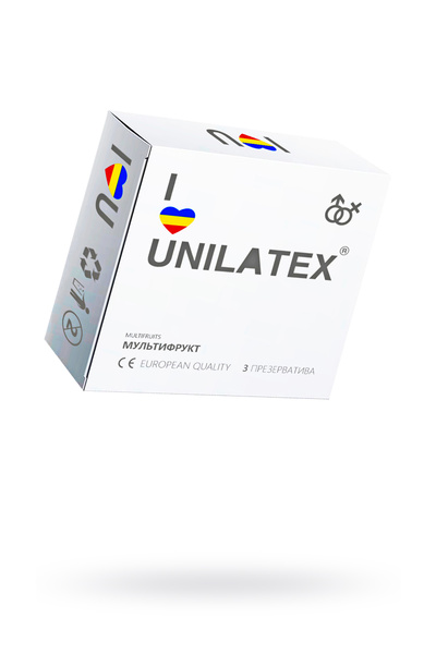 Презервативы Unilatex, multifrutis, аромат, цветные, 19 см, 5,4 см, 3 шт. (Прозрачный) 