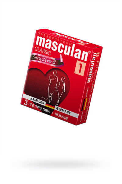Презервативы Masculan, classic 1, нежные, 18,5 см, 5,3 см, 3 шт. (Розовый) 