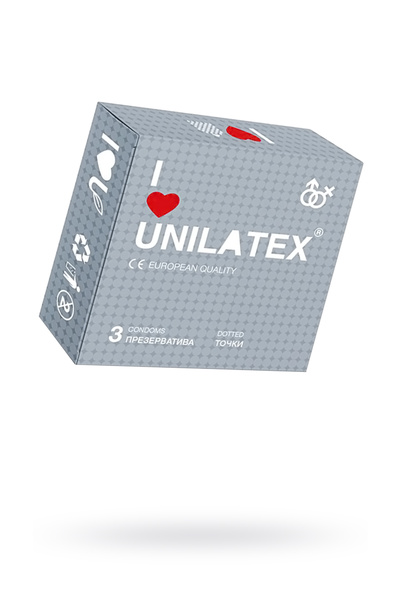 Презервативы Unilatex, dotted, латекс, точечные, 19 см, 5,4 см, 3 шт. (Прозрачный) 