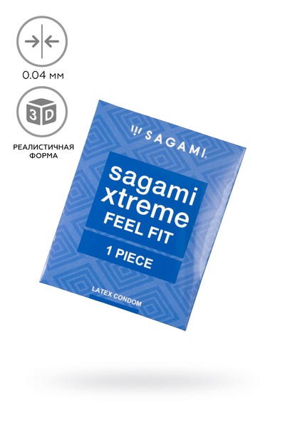 Sagami extreme feel fit - Презервативы гладкие, 19,5 см, 1 шт (Прозрачный) 