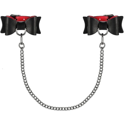 Obsessive A745 - Изящные наручники-манжеты с бантиками (чёрный) (Черный) 