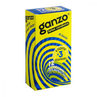 GANZO - Презервативы 15 шт./упак, (CLASSIC / Классические) (Прозрачный) 