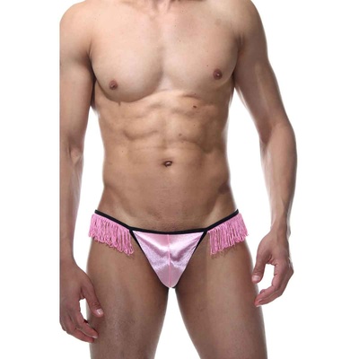 La Blinque - Черно-розовые мужские стринги с бахромой, L/XL (Розовый) 