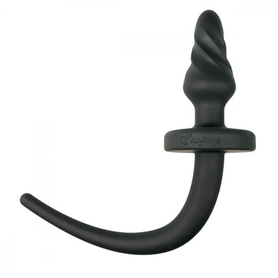 Easytoys Dog Tail Plug Twirly - большая витая анальная пробка с собачим хвостом, 13х5 см (чёрный) (Черный) 