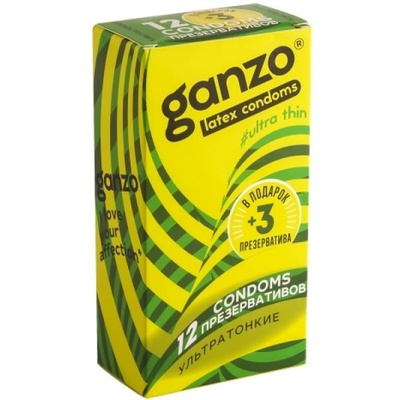 GANZO Ultra thin - ультратонкие латексные презервативы, 15 шт (Телесный) 