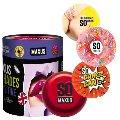 Maxus So Much Sex Sensitive - кейс с ультратонкими презервативами в дизайнерской упаковке, 100 шт (Мульти) 