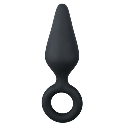 Easytoys Black Buttplug With Pull Ring Large - Анальный Стимулятор, 15,5 см (черный) 