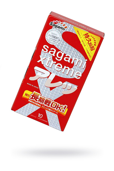 Презервативы Sagami, xtreme, feel long, латекс, 19 см, 5,2 см, 10 шт. (Прозрачный) 