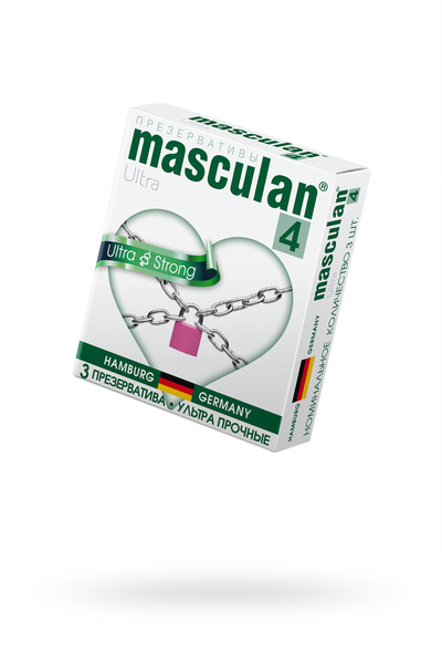 Презервативы Masculan, ultra 4, ультрапрочные, 19 см, 5,3 см, 3 шт. (Ultra Safe №3) (Черный) 